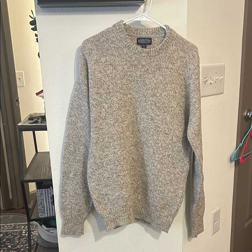Vintage Speckled Oatmeal Wool Blend Fisherman Sweater
